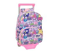 HELLO KITTY & FRIENDS - Zaino per bambini con carrello Safta 705, ideale per bambini di diverse età, comodo e versatile, qualità e resistenza, 26 x 11 x 34 cm