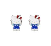Hello Kitty Girls Sterling Silver Silhouette Cut Out Stud Earrings