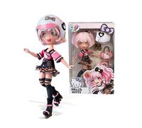 Hello Kitty Golden Diva Roller, bambola fashion con accessori, alta 19,5 cm con 15 punti di articolazione, include casco, borsa, impianto stereo e stivali,+ 4 anni, Famosa (HKTF1000)