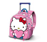 Hello Kitty Heart-Small 3D Zaino con Ruote, Rosa, 26 x 34 cm, Capacità 7 L