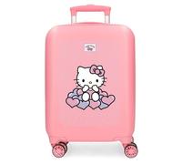 Hello Kitty Hearts & Dots, Valigia per bambini, rosa, realizzata in ABS, quattro ruote doppie a rotazione multidirezionale, chiusura a combinazione laterale, interno con due scomparti., Rosa, Valigia
