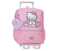 Hello Kitty Hearts & Dots Zaino scuola con carrello rosa 25 x 32 x 12 cm Poliestere 9,8 L, Rosa, Zaino 33 + carrello