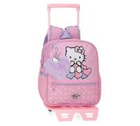 Hello Kitty Hearts & Dots, zaino scuola rosa, zaino per bambini, in poliestere, scomparto principale con tasca interna, spallacci larghi, ergonomici e imbottiti, rosa, Zaino 25