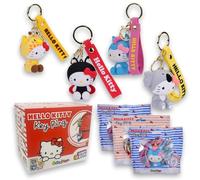 #sbabam FUNNY BOX Hello Kitty Key Ring, Portachiavi con Etichetta Colorata, Gadget Bambini. Ideali da Appendere a Borse e Zaini, Idee Regalo Ragazze e Bimbe, 3 personaggi diversi