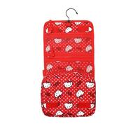 Hello Kitty - Kit da toilette pieghevole da appendere con viso e fiocco, 20,8 cm, colore: Rosso, Hello Kitty Faccia & Fiocchi Rosso, OSFA