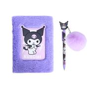 Hello Kitty Kuromi Set di Cancelleria, Include un Taccuino di Peluche e una Penna con Pompon, Regalo per Ragazze
