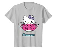 Hello Kitty - Maglietta con Scritta Cancro Maglietta, Bambini, Argento, 10 Anni