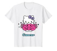 Hello Kitty - Maglietta con Scritta Cancro Maglietta, Bambini, Bianco, 10 Anni