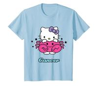 Hello Kitty - Maglietta con Scritta Cancro Maglietta, Bambini, Celeste, 10 Anni