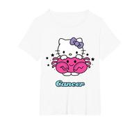 Hello Kitty - Maglietta con Scritta Cancro Maglietta, Donna Plus-Size, Bianco, 1X