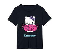 Hello Kitty - Maglietta con Scritta Cancro Maglietta, Donna Plus-Size, Nero, 1X