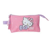 Hello Kitty My Favourite Bow, astuccio per la scuola, astuccio per bambini, realizzato in poliestere, misura ideale da portare nello zaino, di Joumma Bags., Rosa, Astuccio triplo