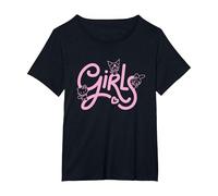 Hello Kitty My Melody Kuromi Kawaii Girl Power Maglietta, Donna Plus-Size, Nero, 1X