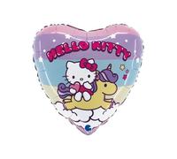 Hello Kitty Palloncino a Forma di Cuore in Foil, 46 cm, Rosa e Blu