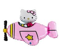 Hello Kitty Palloncino Grabo Sagomato Elicottero Rosa Feste di Compleanno 76x52cm in foil con Cannuccia per gonfiarlo Made in Italy