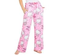 Hello Kitty Pantaloni Pigiama Donna, Comodo Elastico Vita Abbigliamento da Casa(Rosa, XL)