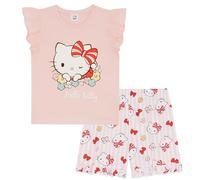 Hello Kitty Pigiama Corto da Ragazza con Maniche a Balze 100% Cotone, Rosa, 6-7 Anni