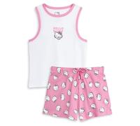 Hello Kitty Pigiama da Donna con Gilet e Pantaloncini Bianchi e Rosa| Pigiama con Stampa Pigiama Senza Maniche | Pigiama con Personaggi dei Cartoni Animati