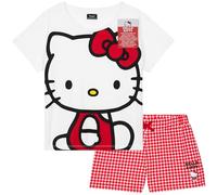 Hello Kitty Pigiama Donna Corto Set Pigiami Ragazza Estivi Kawaii Morbido e Confortevole Abbigliamento da Casa Idee Regalo per Lei (2XL, Bianco/Rosa)