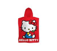 Character World Hello Kitty - Asciugamano a poncho con cappuccio, super morbido, design sfacciato, perfetto per casa, bagno e spiaggia, rosso, 55 x 50 cm