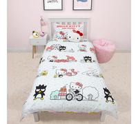 CHARACTER WORLD Hello Kitty - Set copripiumino singolo ufficiale Hello Kitty, reversibile, double-face, con federa coordinata, per letto singolo