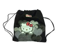 HELLO KITTY Sacca zaino coulisse tessuto nera stampata con glitter 32,5x36 cm