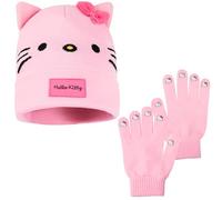 Hello Kitty Sanrio Accessori Invernali Ragazza, Berretto Invernale Sciarpa e Guanti Bambina 2 o 3 Pz Set, Taglia Unica (Rosa Hello Kitty 2 Pz)