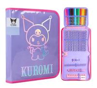 Hello Kitty Sanrio Astuccio Bambina con Materiale Scolastico Kawaii Set Cancelleria Grande Capacità Carino Cinnamoroll Kuromi Anime Regalo Bambina (Viola Kuromi)