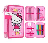 Hello Kitty Sanrio Astuccio Bambina con Materiale Scolastico Kawaii Set Cancelleria Grande Capacità Carino Cinnamoroll Kuromi Anime Regalo Bambina (Multi Hello Kitty)