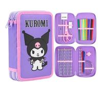 Hello Kitty Sanrio Astuccio Bambina con Materiale Scolastico Kawaii Set Cancelleria Grande Capacità Carino Cinnamoroll Kuromi Anime Regalo Bambina (Multi Kuromi)