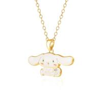 Hello Kitty Sanrio Cinnamoroll - Collana da donna con ciondolo 3D smaltato a cannella, 45,7 cm, oro 18 carati, con licenza ufficiale, in ottone e cristallo