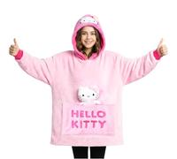 Hello Kitty Sanrio Felpa Coperta Bambina Adolescenti con Cappuccio, Kawaii Oversize Coperta Indossabile, Anime Regalo Ragazza (Rosa Hello Kitty)