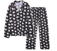 Hello Kitty Sanrio Pigiama Donna, Adolescenti e Ragazza, Kuromi Pigiami Abbigliamento da Casa, Kawaii Anime Regali per Lei (Nero Hello Kitty, L)