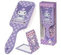 Hello Kitty Sanrio Spazzola Capelli e Specchio Set Accessori Capelli Bambina Donna, Kuromi Cinnamoroll Spazzola Piatta Districante Specchio Pieghevole (Kuromi Spazzola e Specchio)