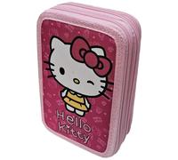 Hello Kitty Sanrio Ufficiale Astuccio Tre Scomparti Riempito Cancelleria Scuola