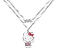 KIDS EUROSWAN Hello Kitty - Set collana con ciondolo a forma di cartone animato placcato, Misura unica, Placcato argento, Nessuna pietra preziosa