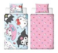 Hello Kitty Set Copripiumino Singolo Ufficiale | Design Sugar | Copripiumino Reversibile 2 Lati | Merchandise Ufficiale Incluso Federe Coordinati | Polcotone | Multicolore