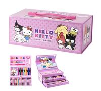 Hello Kitty Set Creativo da Colorare per Bambini | Valigetta Creativa Portatile da 52 Pezzi con Pennarelli, Pastelli a Cera, Matite Colorate e Accessori | Kit da Disegno e Colorazione