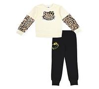 Hello Kitty Set da jogging per ragazze, 2 pezzi, felpa girocollo e pantaloni della tuta, Leopardo crema, 4