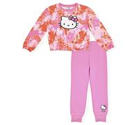 Hello Kitty Set da jogging per ragazze, 2 pezzi, felpa girocollo e pantaloni della tuta, Tintura a nodo., 4 anni