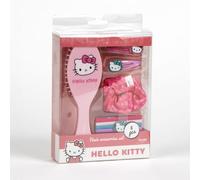 Hello Kitty - Set di accessori per capelli per ragazze - Include spazzola con design Sanrio, clip con carattere, giarrettiere elastiche - Scrunchie rosa - Regalo ideale