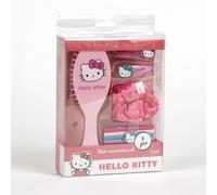 Hello Kitty - Set di accessori per capelli per ragazze - Include spazzola con design Sanrio, clip con carattere, giarrettiere elastiche - Scrunchie rosa - Regalo ideale