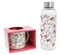 Hello Kitty - Set di bottiglie in plastica da 850 ml e tazza per la colazione in ceramica da 400 ml