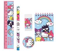 Hello Kitty - Set di cancelleria per la scuola, 5 pezzi, formato A5, quaderno, matita, righello, gomma e temperamatite, kit di cancelleria Sanrio per ragazze, simpatico regalo Hello Kitty per bambini