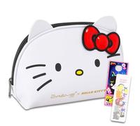 Hello Kitty Set di trousse per cosmetici, con The Crème Shop, borsa per trucco, kit da viaggio per ragazze e donne, bianco, Hello Kitty Trousse per cosmetici