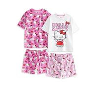 Hello Kitty Set Pigiama Rosa a Maniche Corte per Ragazze | Confezione Multipla da 2 Indumenti da Notte con Design a Cuori e Fiocchi | Abbigliamento da casa per Bambini Stampato con Cartoni Animati