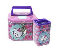 Hello Kitty Set Salvadanaio Porta Penne Latta Box Sanrio