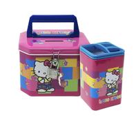 Hello Kitty Set Salvadanaio Porta Penne Latta Box Sanrio