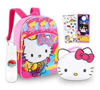 Hello Kitty Set zaino e borsa per il pranzo per la scuola - Bundle con zaino Hello Kitty da 40,6 cm, scatola per il pranzo, bottiglia d'acqua, adesivi, altro | Hello Kitty School Bags for Girls