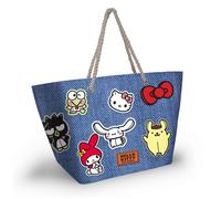Karactermania Sanrio Hello Kitty Stickers-Borsa da Spiaggia Soleil, Blu, 52 x 37 cm